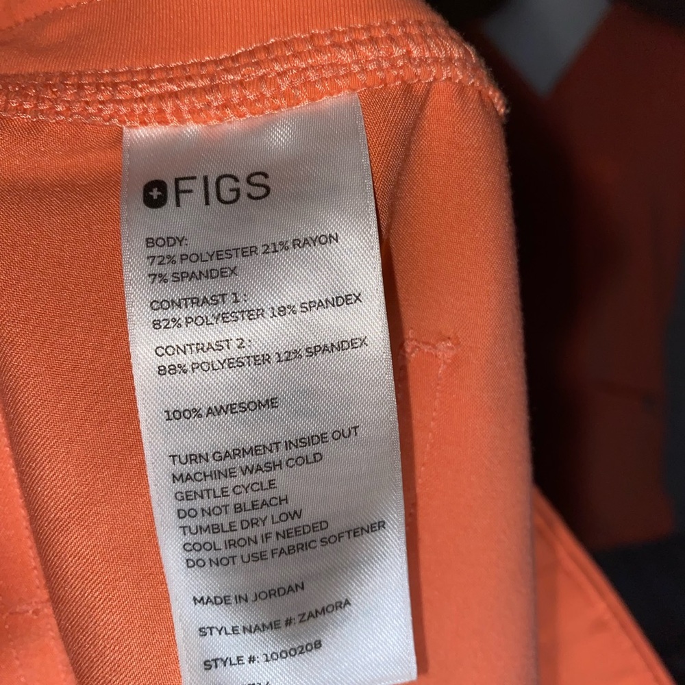 Figs Vibrant Peachy/Orange Scrub Top - Picture 4 of 6